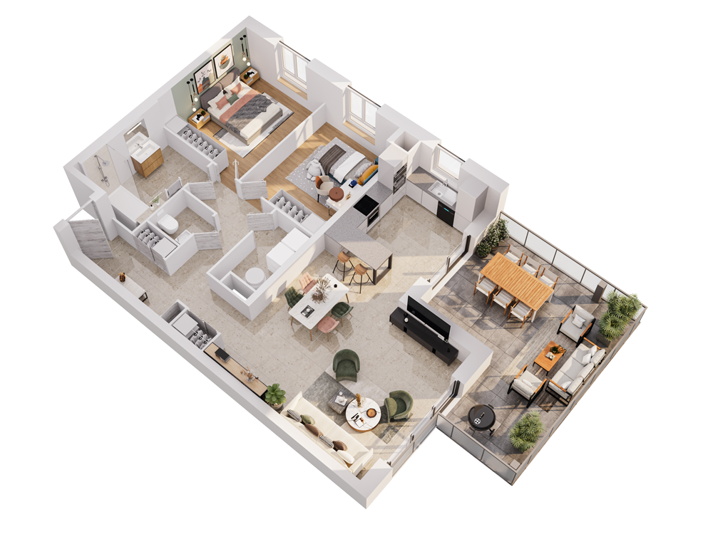 Jardin des verriers - Sablon - Axonométrie T3